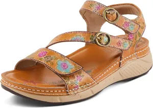Spring Step L'Artiste Women's Anneka Hand-Painted Athleisure Sandals - Lightweight Floral Design with Adjustable Hook and Loop Closures