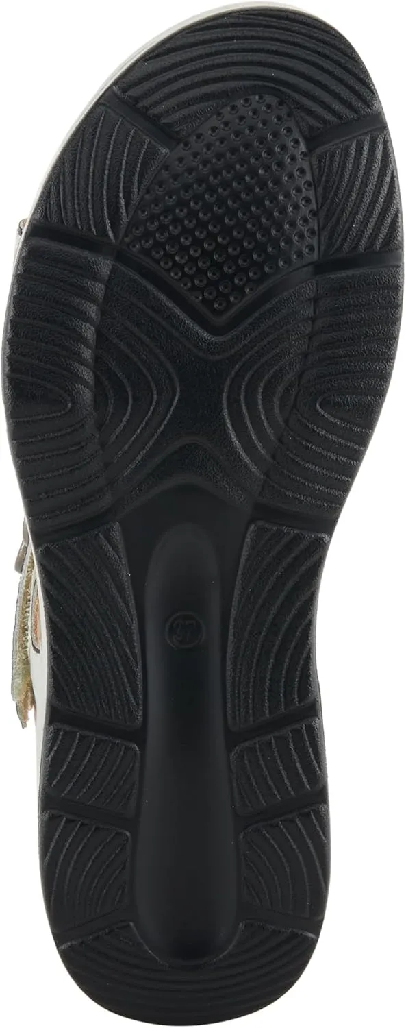 Spring Step L'Artiste Women's Anneka Hand-Painted Athleisure Sandals - Lightweight Floral Design with Adjustable Hook and Loop Closures