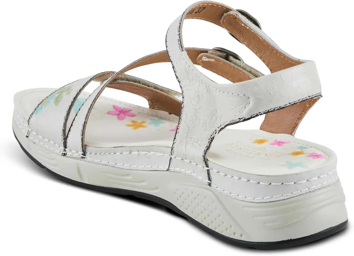 Spring Step L'Artiste Women's Anneka Hand-Painted Athleisure Sandals - Lightweight Floral Design with Adjustable Hook and Loop Closures