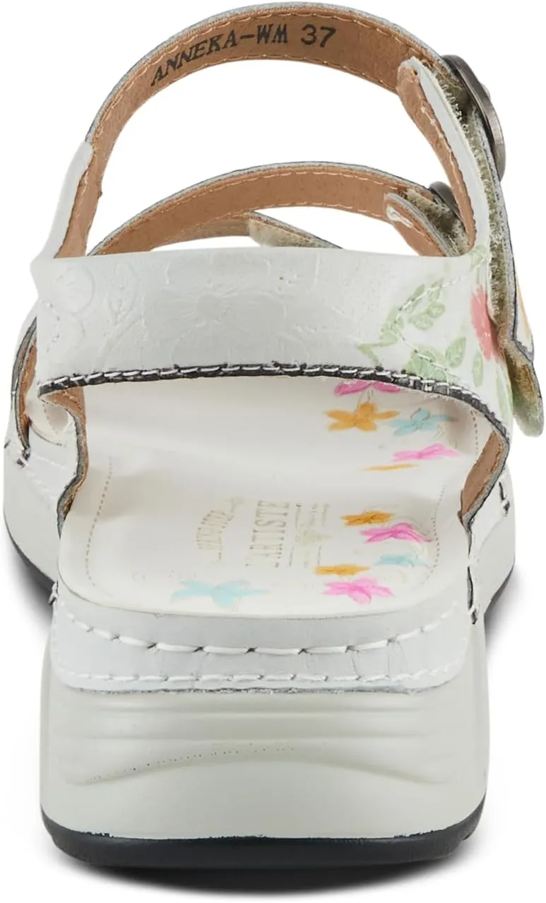 Spring Step L'Artiste Women's Anneka Hand-Painted Athleisure Sandals - Lightweight Floral Design with Adjustable Hook and Loop Closures
