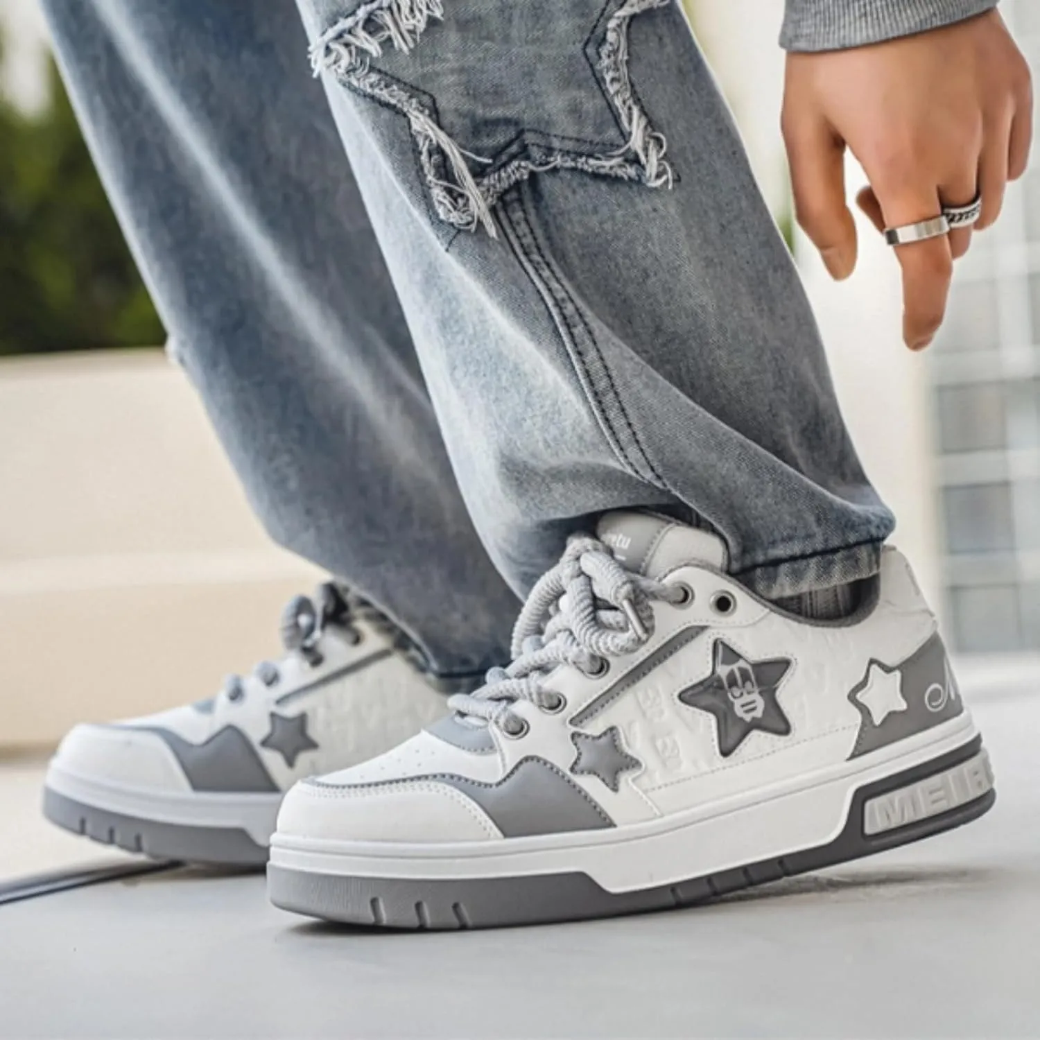 Star Chunky Sneakers for Women Trendy Casual Aesthetic Platform Skate Walking Shoes Couple Shoes