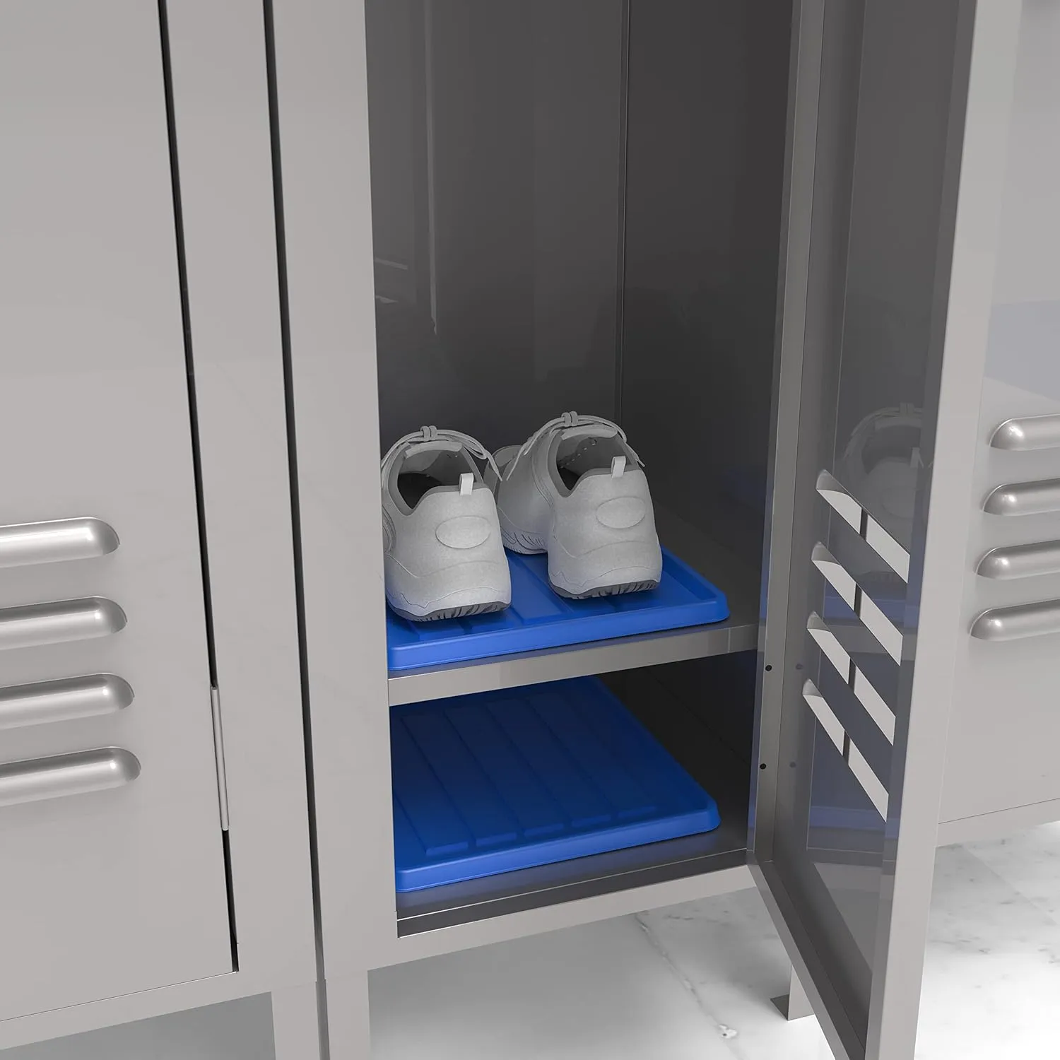 Storex School Locker - Office Cubicle Mini Boot and Shoe Tray, 12-3/8 x 11 x 7/8 Inches, Blue, 18-Pack (00804A18C)