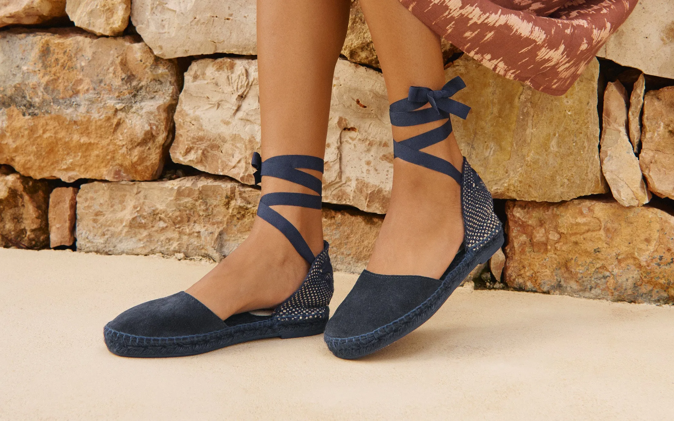 Suede Flat Valenciana Espadrilles - R46P0 - Hamptons Patriot Blue on Tone