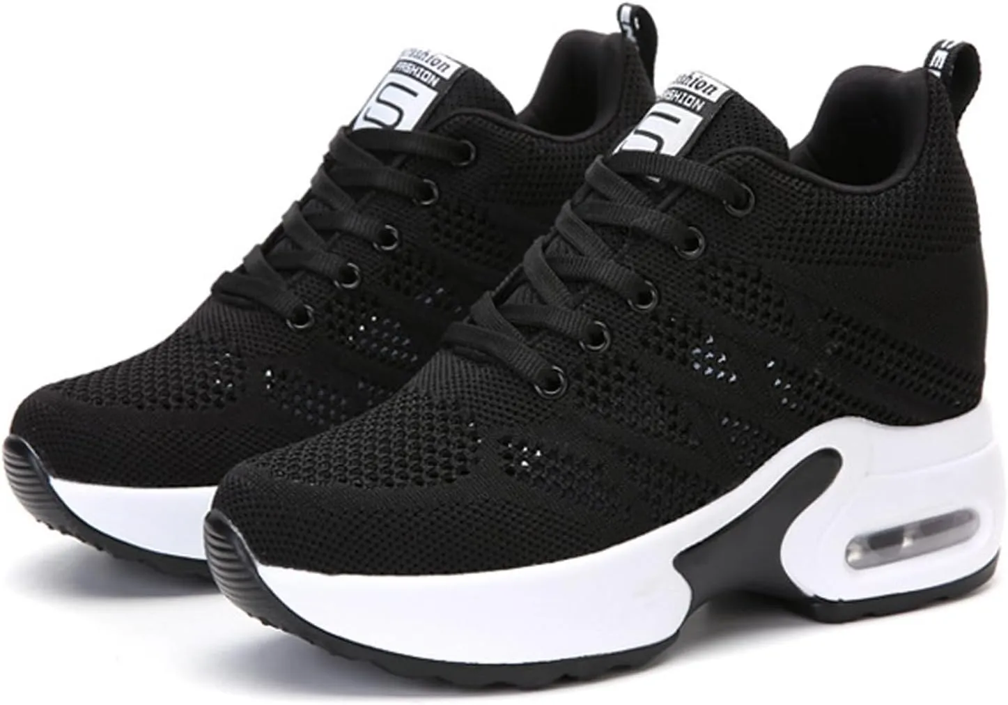 Summer New Hollow Mesh Breathable Inner Height Sports Shoes Women's Shoes Slope with Casual Travel Shoes Water Shoes Without