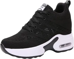 Summer New Hollow Mesh Breathable Inner Height Sports Shoes Women's Shoes Slope with Casual Travel Shoes Water Shoes Without