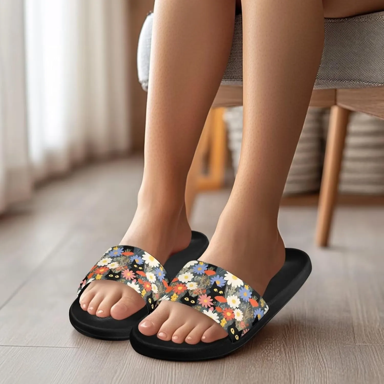 Summer Slide for Women Slip on Sandals Lightweight Cloud Soft Slippers Non-Slip Shower Slipper SizeUS 5-12.5