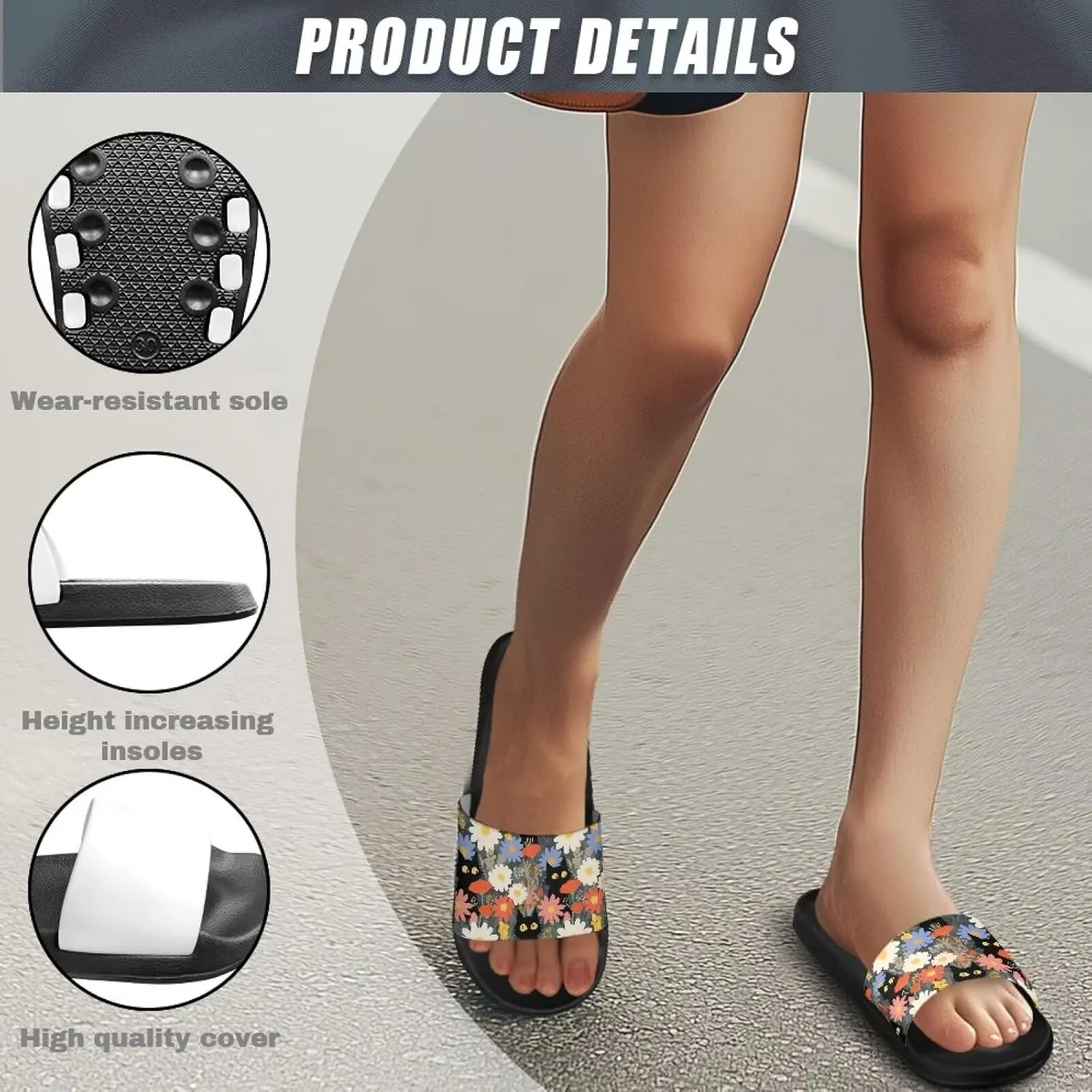 Summer Slide for Women Slip on Sandals Lightweight Cloud Soft Slippers Non-Slip Shower Slipper SizeUS 5-12.5