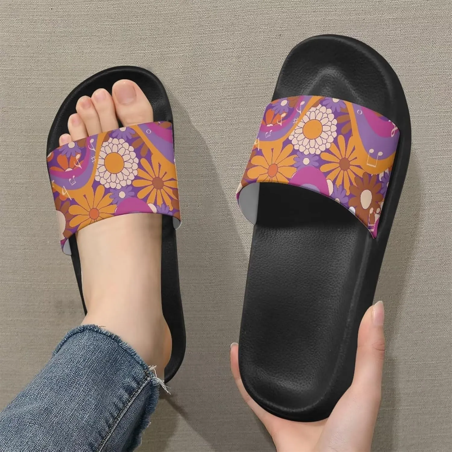 Summer Slide for Women Slip on Sandals Lightweight Cloud Soft Slippers Non-Slip Shower Slipper SizeUS 5-12.5