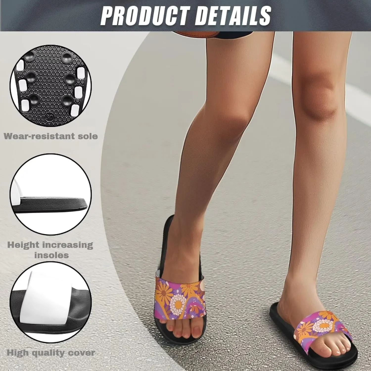 Summer Slide for Women Slip on Sandals Lightweight Cloud Soft Slippers Non-Slip Shower Slipper SizeUS 5-12.5