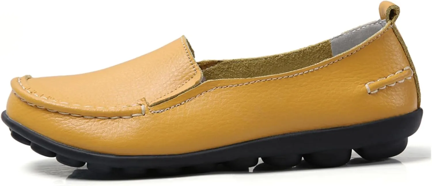 Sunporx Women's Casual Loafers Comfortable Slip on Moccasins Leather Flats Shoes Casual Walking Driving Loafers