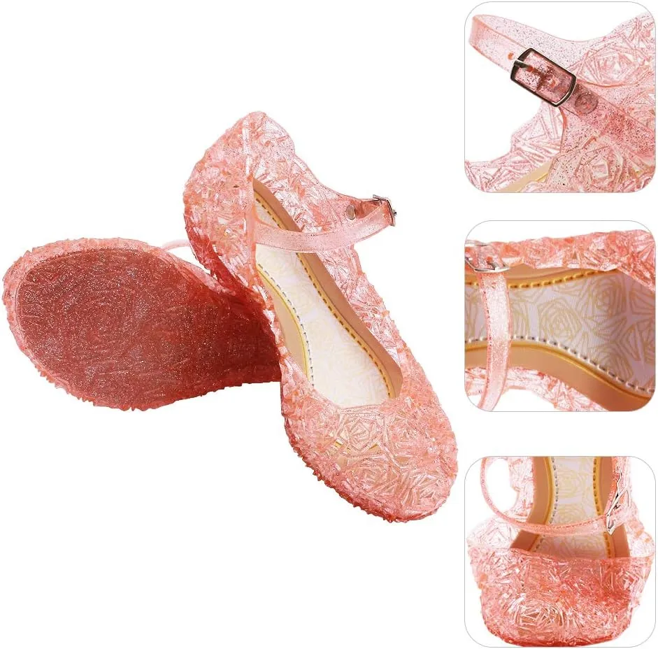 techcity Princess Girls Sandals Dress Up Dance Party Cosplay Jelly Shoes for Kids Toddler Mary Janes