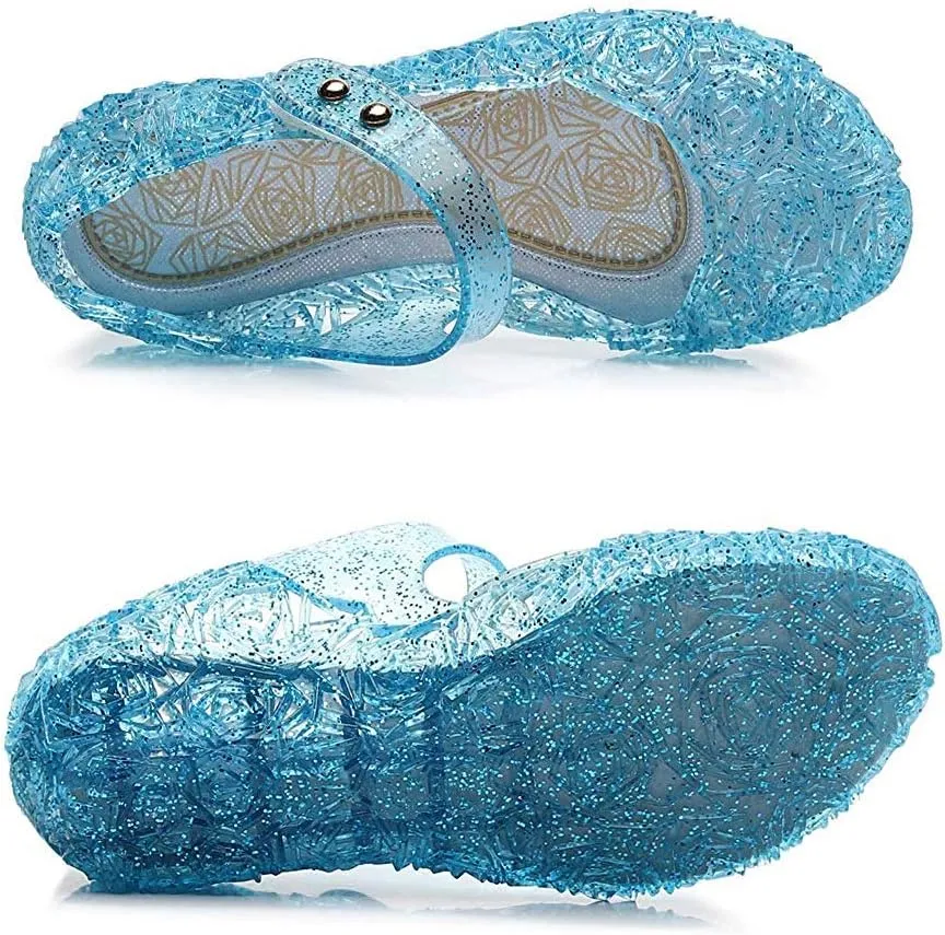 techcity Princess Girls Sandals Dress Up Dance Party Cosplay Jelly Shoes for Kids Toddler Mary Janes