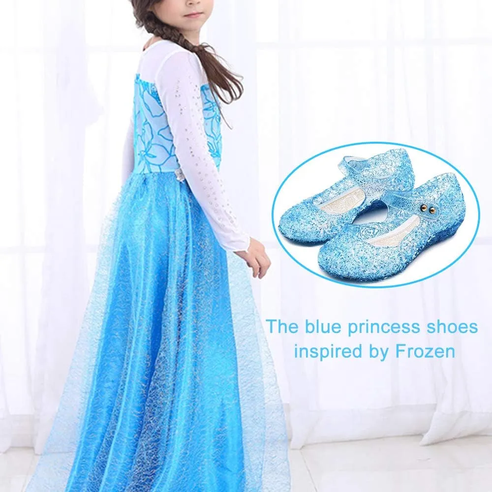 techcity Princess Girls Sandals Dress Up Dance Party Cosplay Jelly Shoes for Kids Toddler Mary Janes