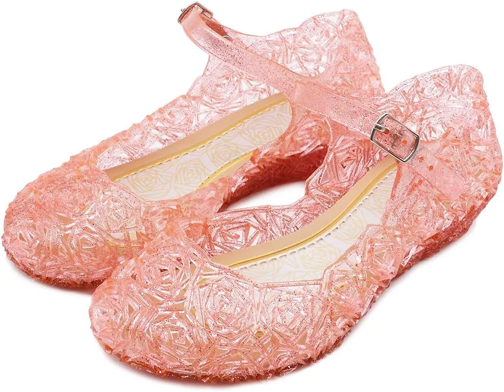 techcity Princess Girls Sandals Dress Up Dance Party Cosplay Jelly Shoes for Kids Toddler Mary Janes