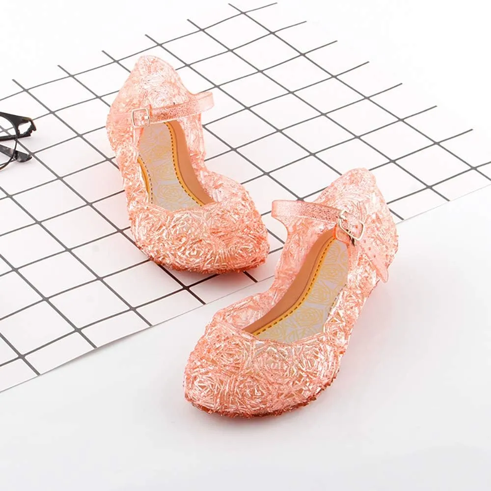 techcity Princess Girls Sandals Dress Up Dance Party Cosplay Jelly Shoes for Kids Toddler Mary Janes