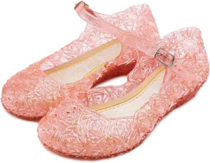 techcity Princess Girls Sandals Dress Up Dance Party Cosplay Jelly Shoes for Kids Toddler Mary Janes