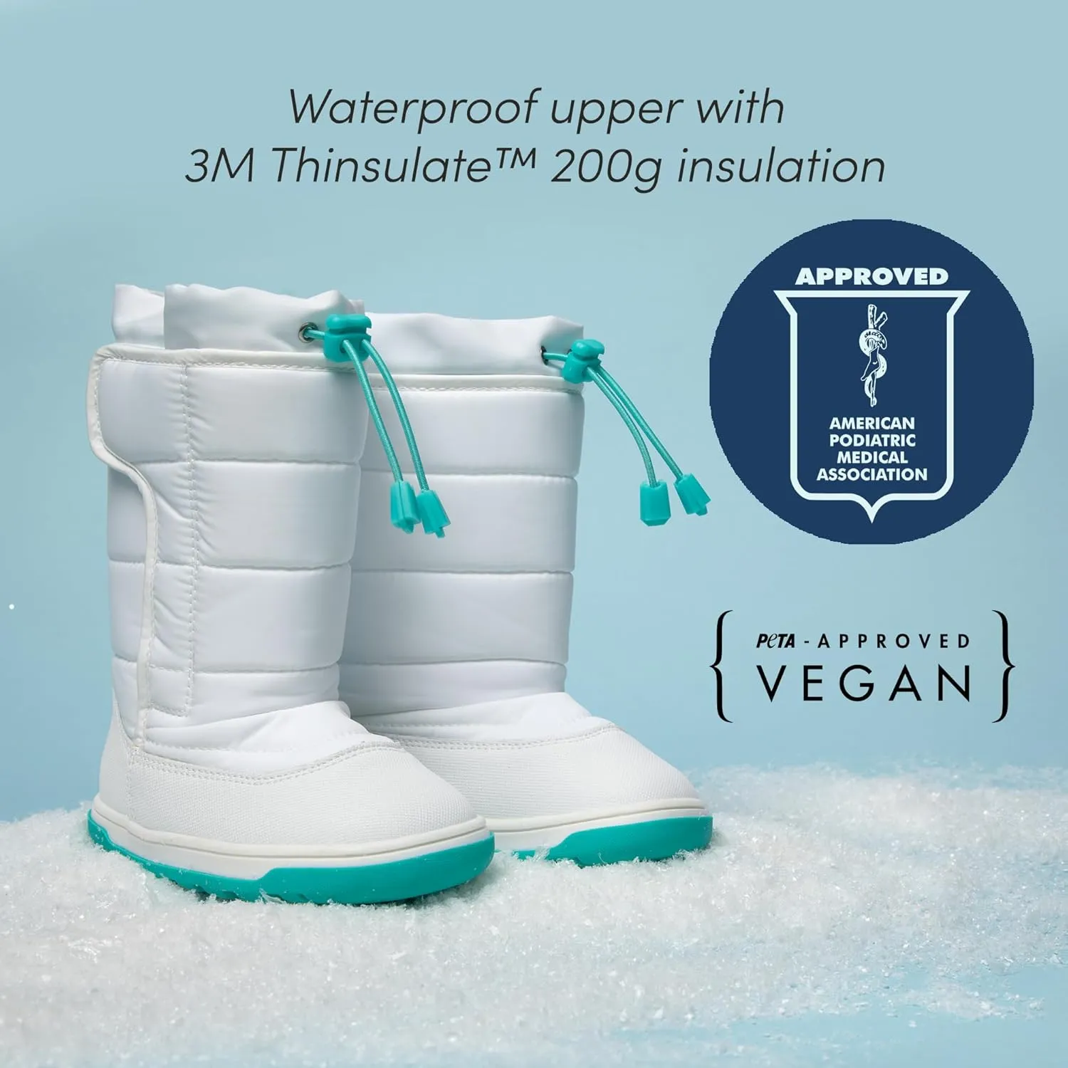 Ten Little Toddler Snow Boots for Boys & Girls, Waterproof, Insulated, Slip Resistant Winter Boots with Hook and Loop Closure for Kids