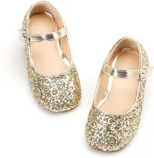 THEE BRON Little Girls Princess Shoes 3-12 Years Ballet Flats Soft Non-Slip Dress Shoes for Wide Feet