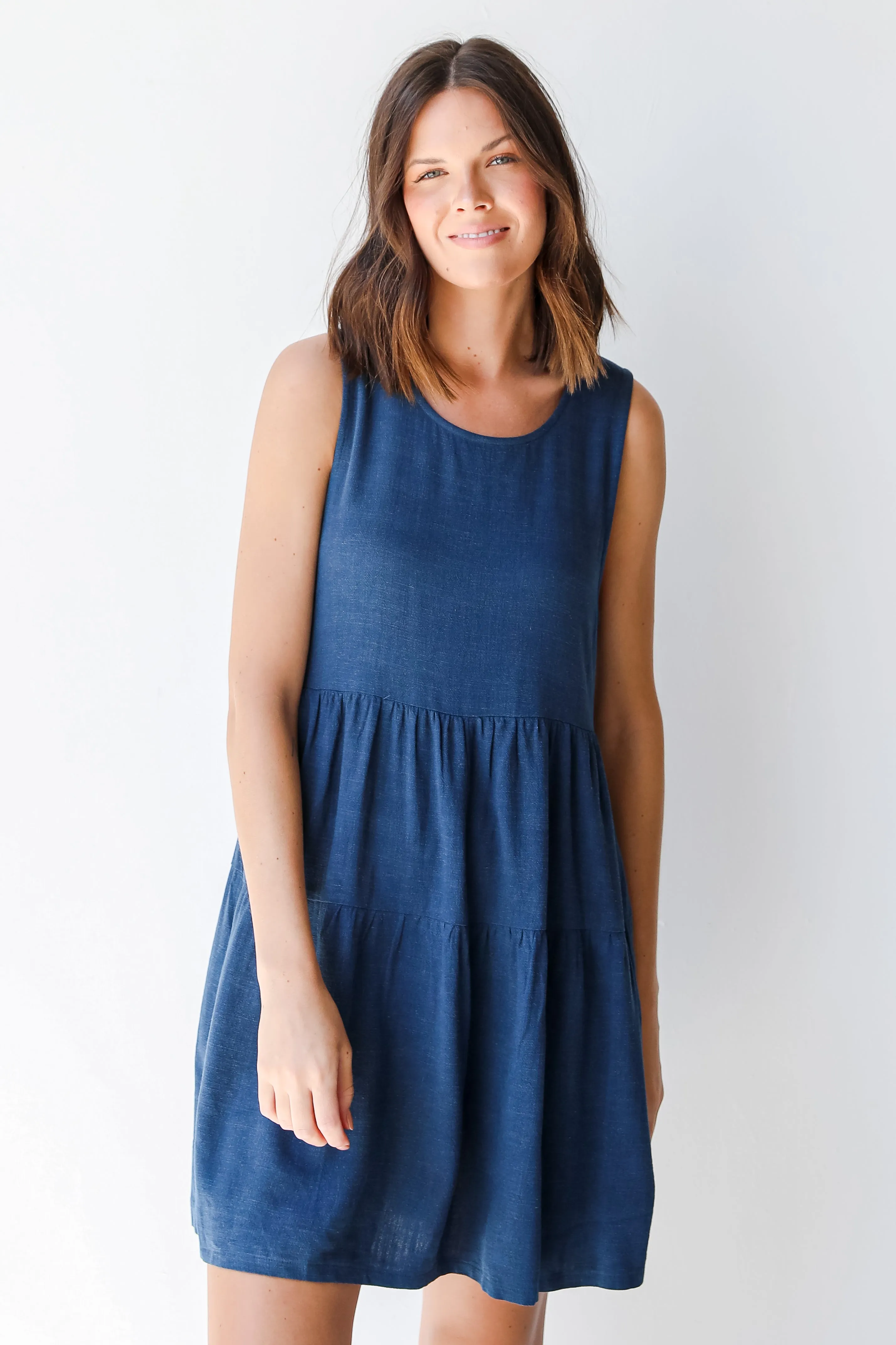 Thoughts Of You Linen Tiered Mini Dress