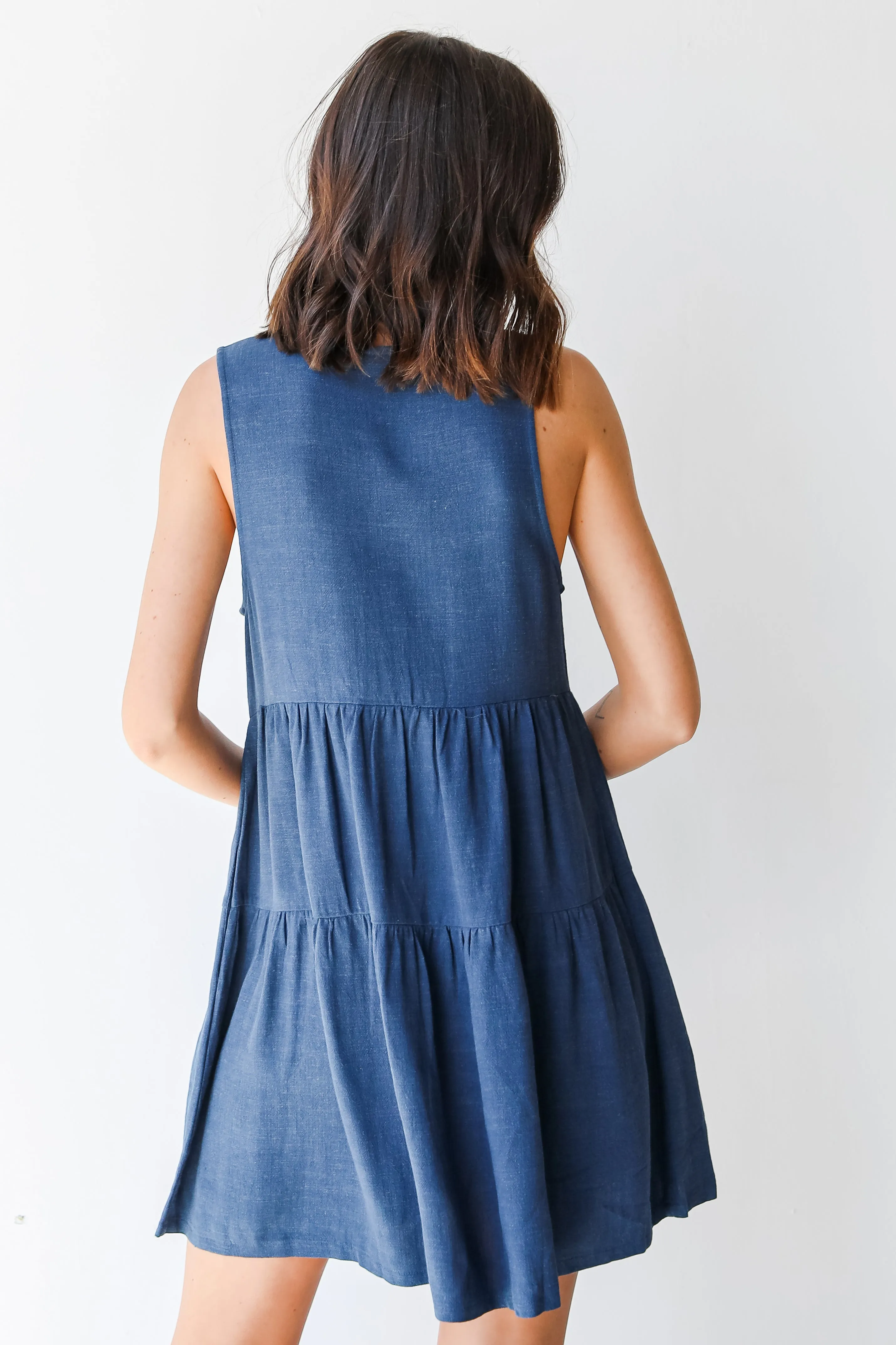 Thoughts Of You Linen Tiered Mini Dress