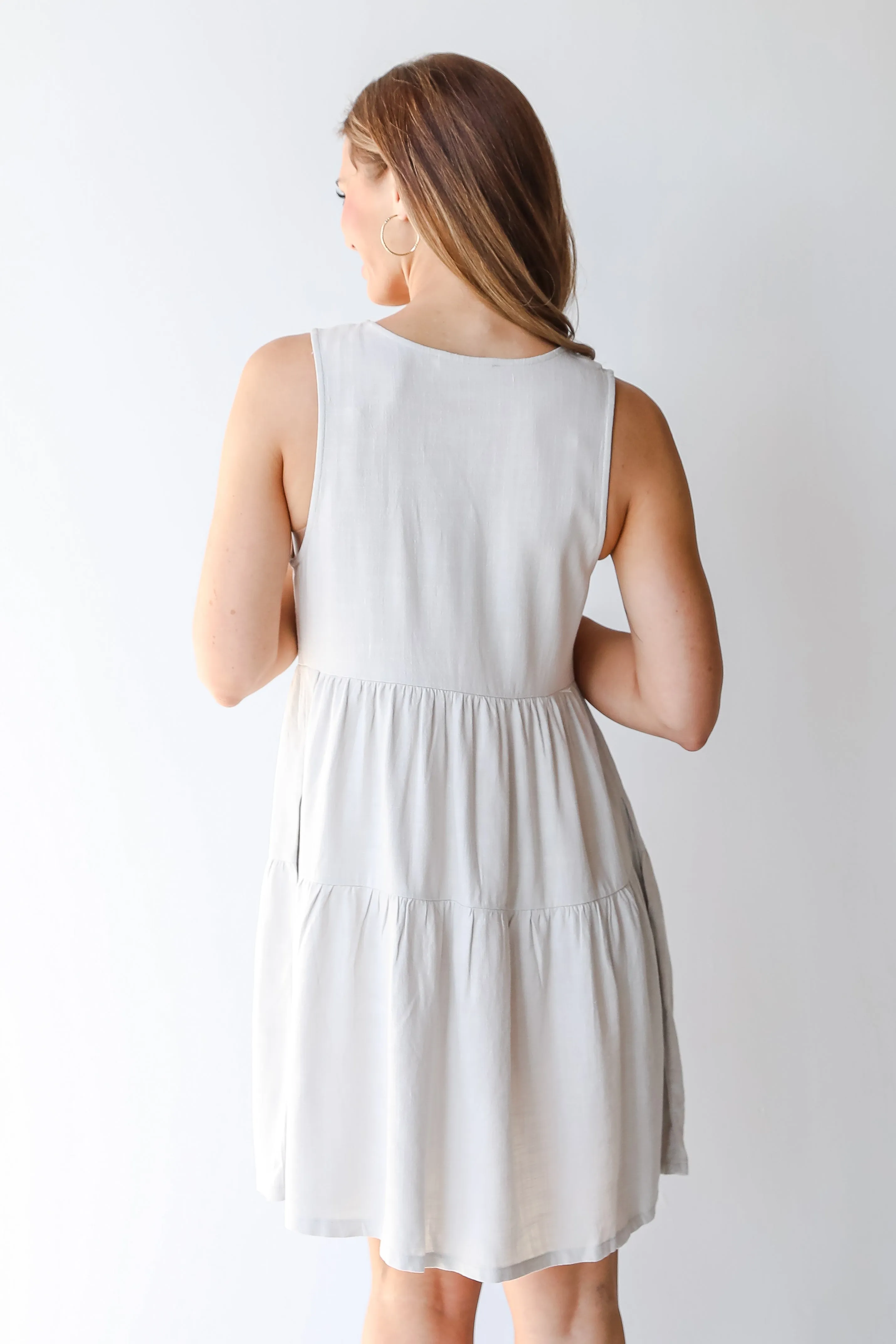 Thoughts Of You Linen Tiered Mini Dress