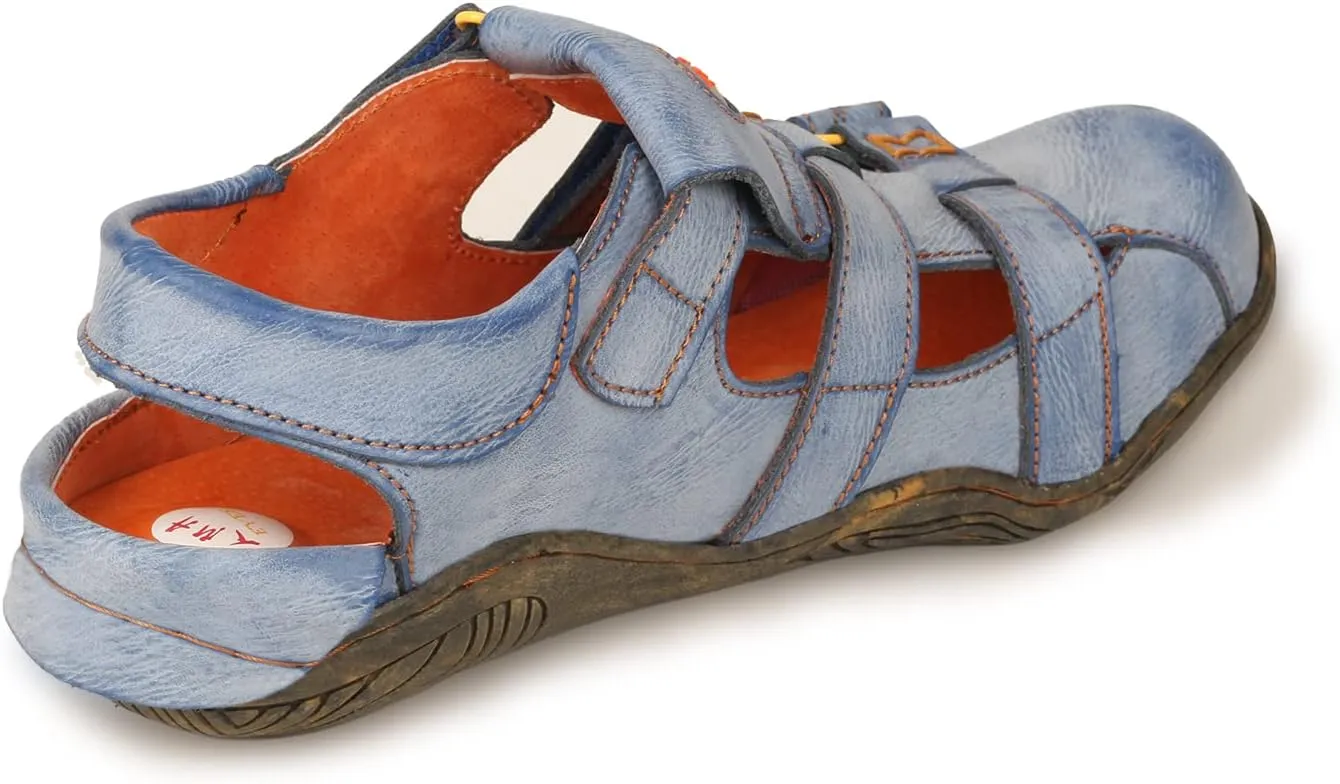 TMA EYES Women's Leather Outdoor Hiking Sandals - Waterproof Athletic Sports Shoes With Closed Toe