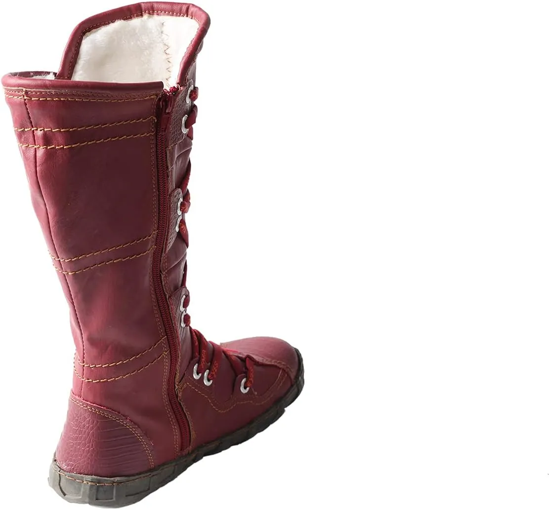 TMA EYES Women’s Snow Boots Calf Boots for Ladies with Faux Fur lining Lace up and side Zipper