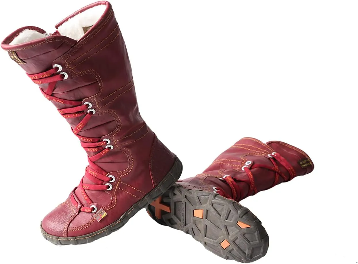 TMA EYES Women’s Snow Boots Calf Boots for Ladies with Faux Fur lining Lace up and side Zipper