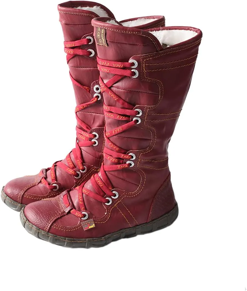 TMA EYES Women’s Snow Boots Calf Boots for Ladies with Faux Fur lining Lace up and side Zipper