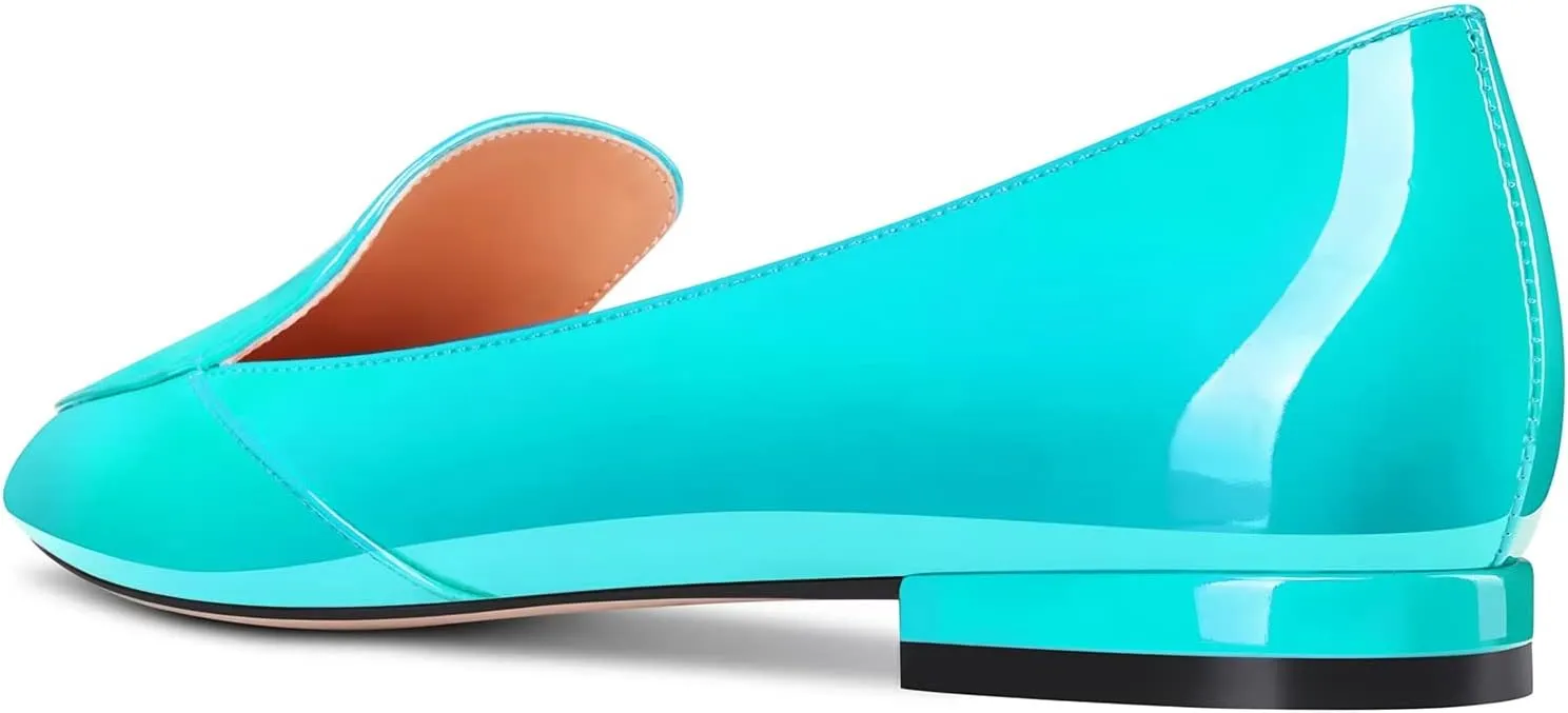 TNYNFBEB Women Chunky Block Low Heel Close Pointed Toe Loafers Shoes Slip-on Office Party Basic Classic 0.6 Inches Heels