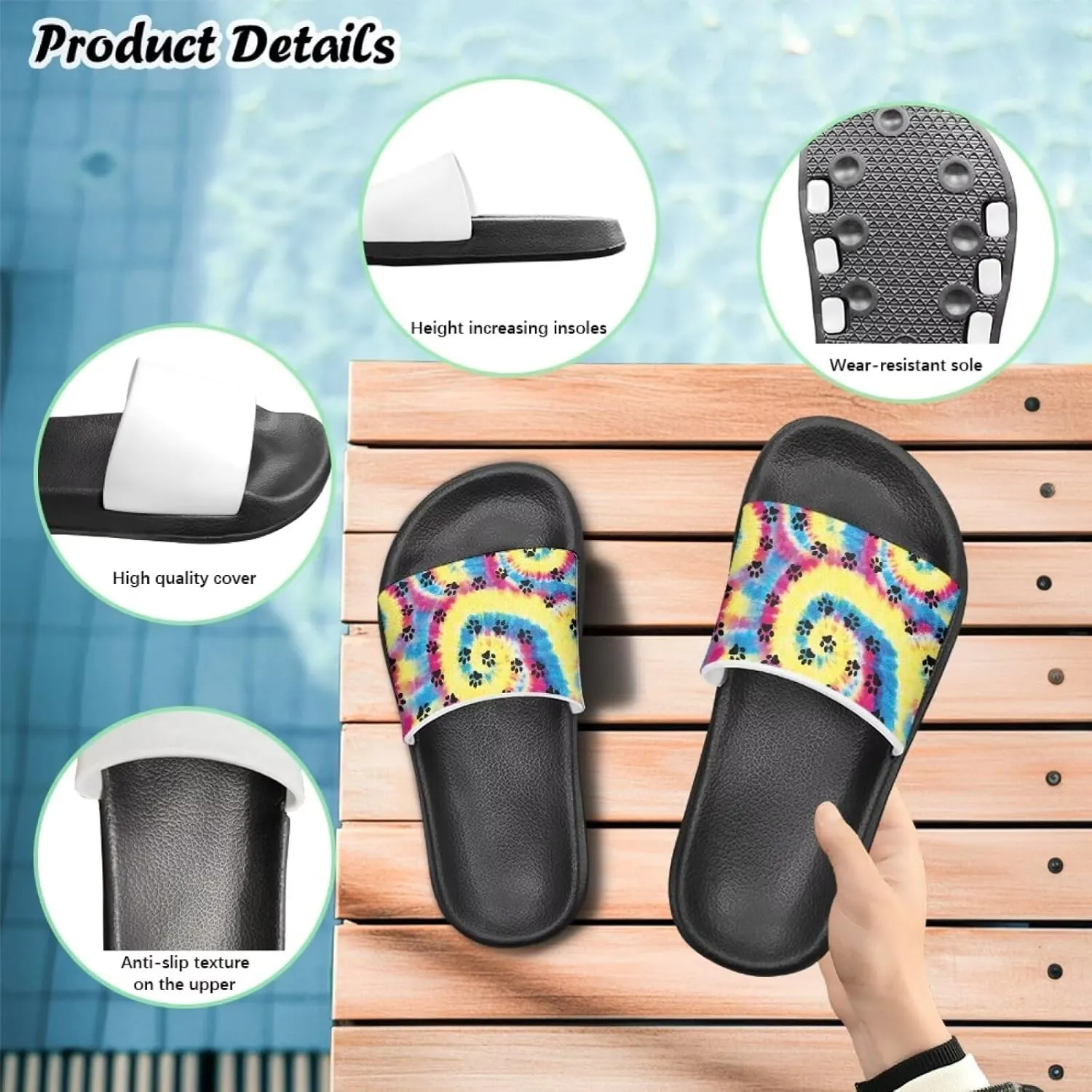 Toddler Boys Slides Sports Slides Sandals Water Shoes Casual Slippers Comfortable Beach Pool Shower Shoes Waterproof
