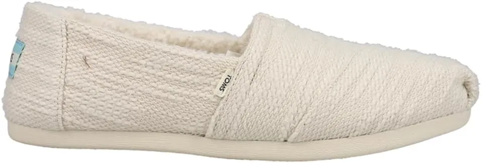 TOMS Womens Alpargata Cozy Knit Slip On Flats Casual - Off White