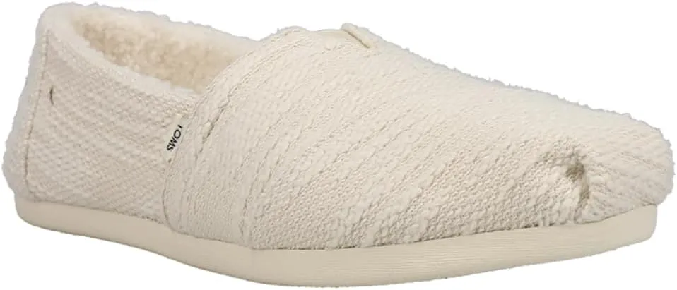 TOMS Womens Alpargata Cozy Knit Slip On Flats Casual - Off White
