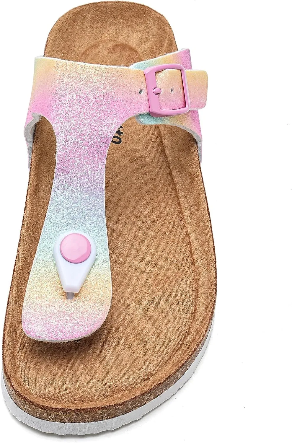 Torotto Boys Girls Glitter Slide Sandals Kids Flip Flops Cork Slipper with Adjustable Straps (Toddler/Little Kid/Big Kid)