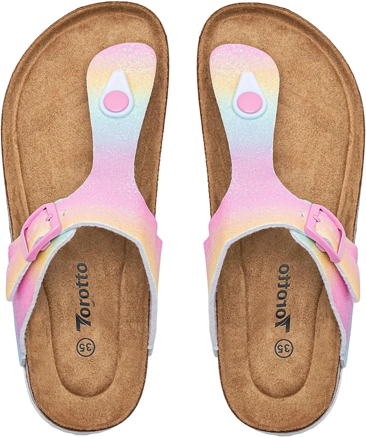Torotto Boys Girls Glitter Slide Sandals Kids Flip Flops Cork Slipper with Adjustable Straps (Toddler/Little Kid/Big Kid)