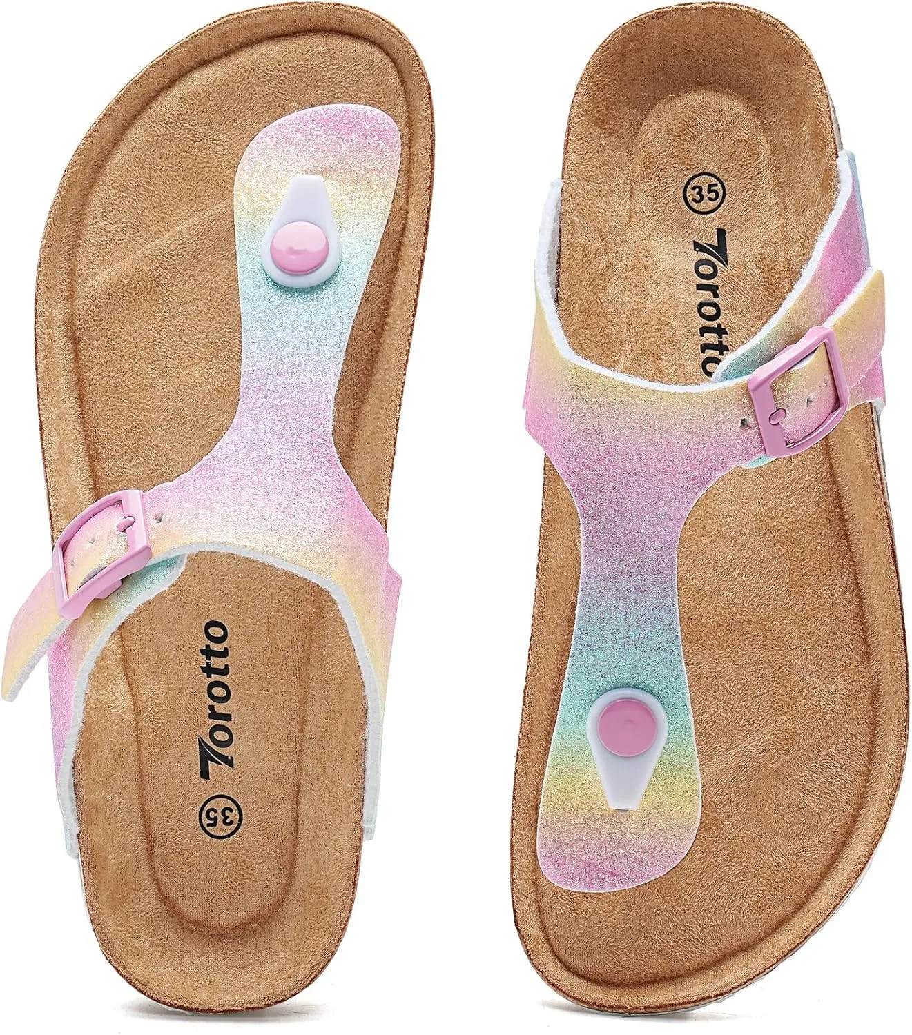 Torotto Boys Girls Glitter Slide Sandals Kids Flip Flops Cork Slipper with Adjustable Straps (Toddler/Little Kid/Big Kid)