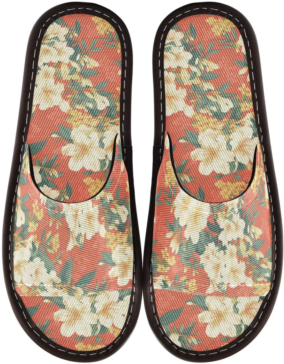 Tropical FLOWER and whites Men Women Bathroom Shower Slippers Summer Anti-slip Sandals for Outdoor Outdoor Home