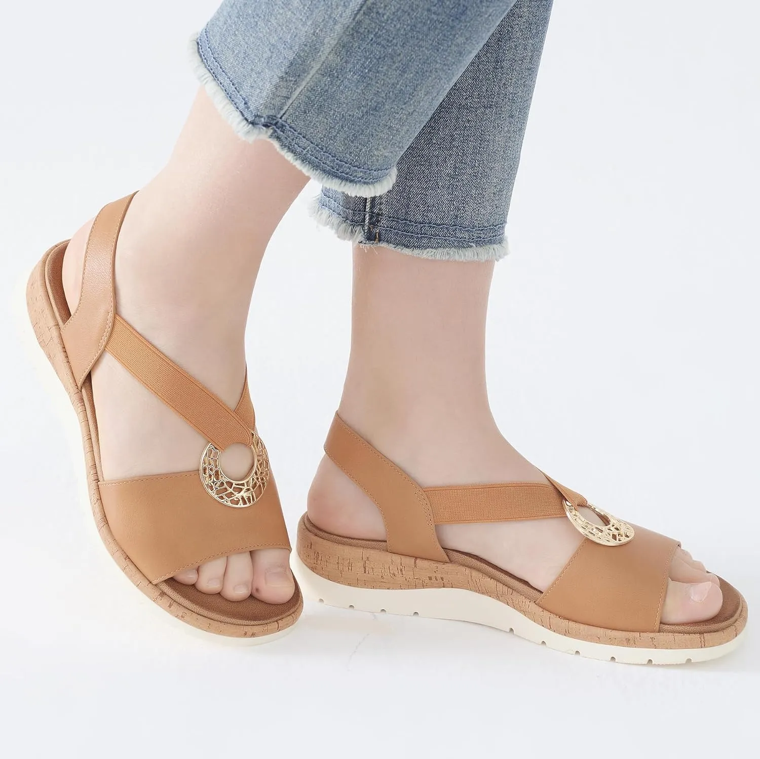 UBFEN Womens Platform Wedge Sandals Casual Open Toe Comfortable Ladies Outdoor Walking Beach Shoes Dress with Arch Support