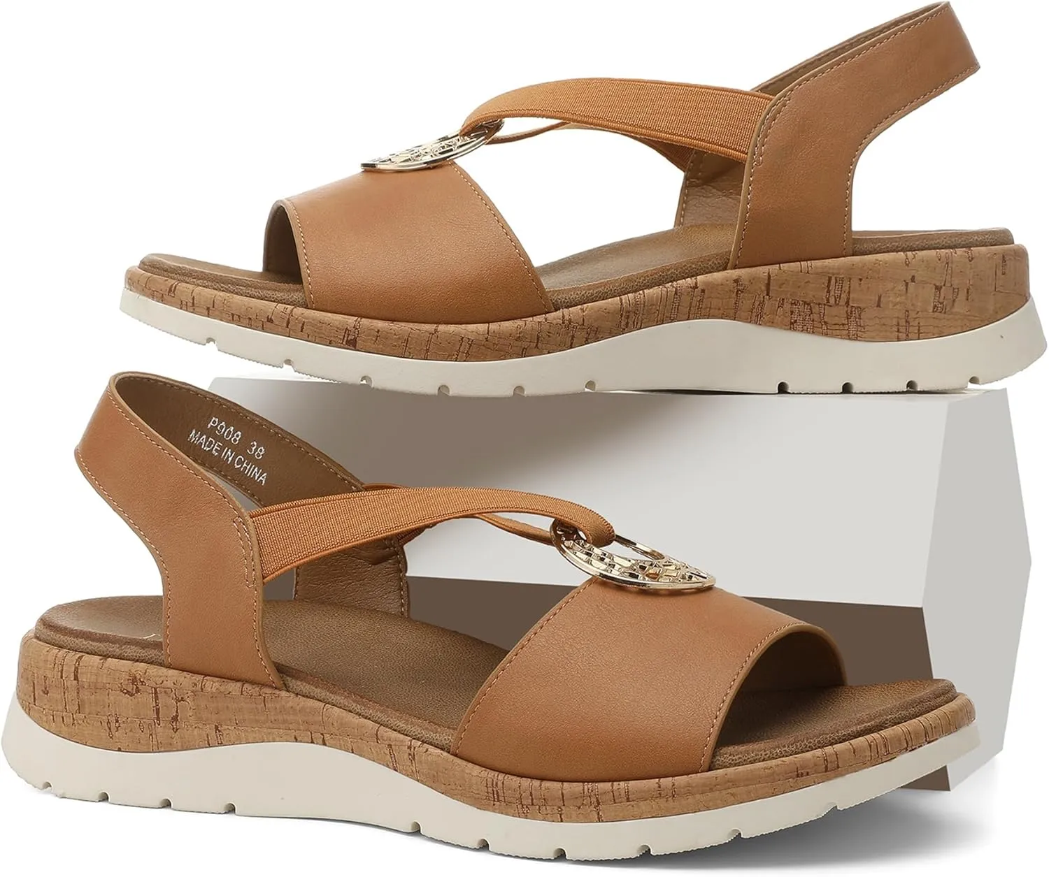 UBFEN Womens Platform Wedge Sandals Casual Open Toe Comfortable Ladies Outdoor Walking Beach Shoes Dress with Arch Support
