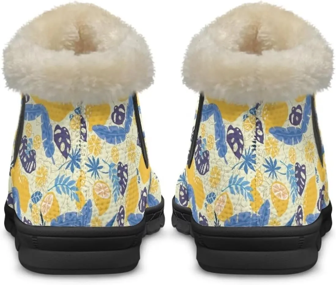 UNICEU Womens Winter Boots Lightweight Faux Fur Lined Booties Warm Snow Boots Flat Slip-on Shoes for Outdoor Walking
