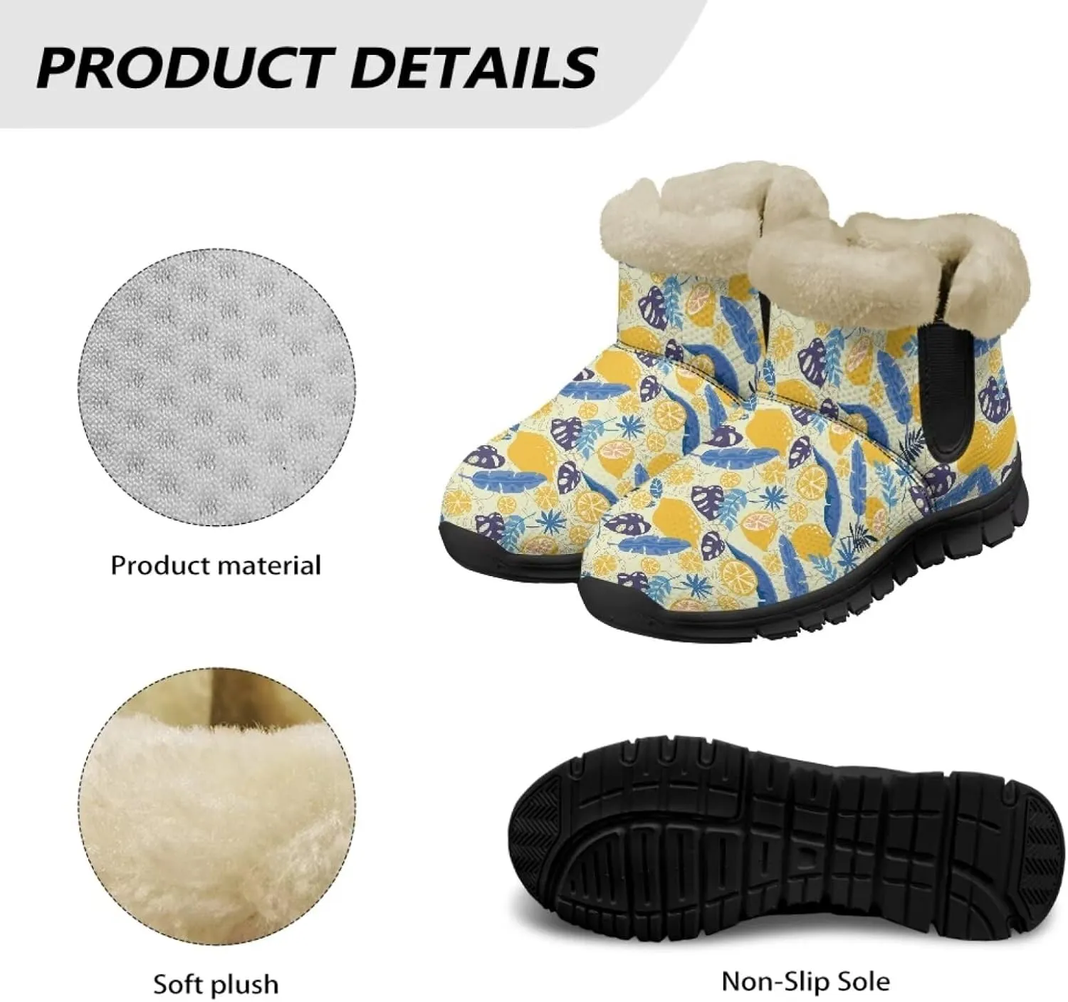 UNICEU Womens Winter Boots Lightweight Faux Fur Lined Booties Warm Snow Boots Flat Slip-on Shoes for Outdoor Walking