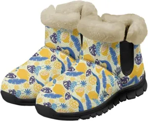 UNICEU Womens Winter Boots Lightweight Faux Fur Lined Booties Warm Snow Boots Flat Slip-on Shoes for Outdoor Walking