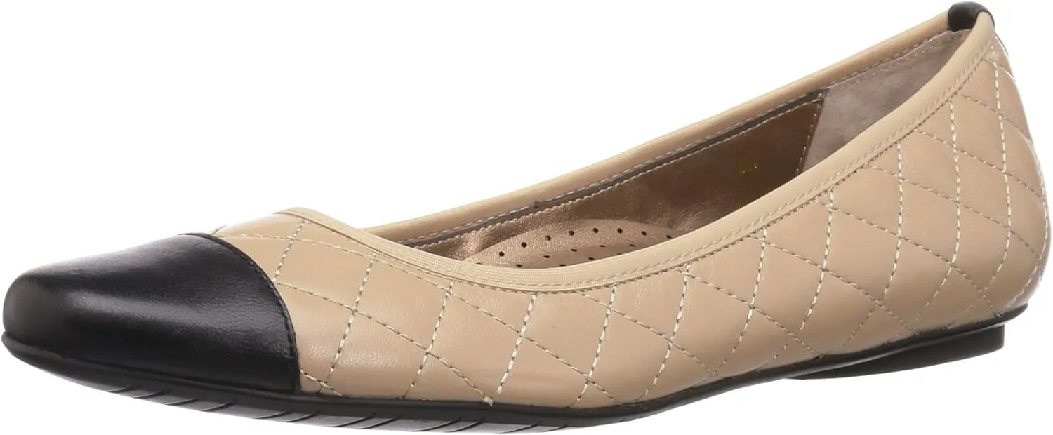 VANELi Womens Serene Quilted Slip On Ballet Flats Casual - Beige