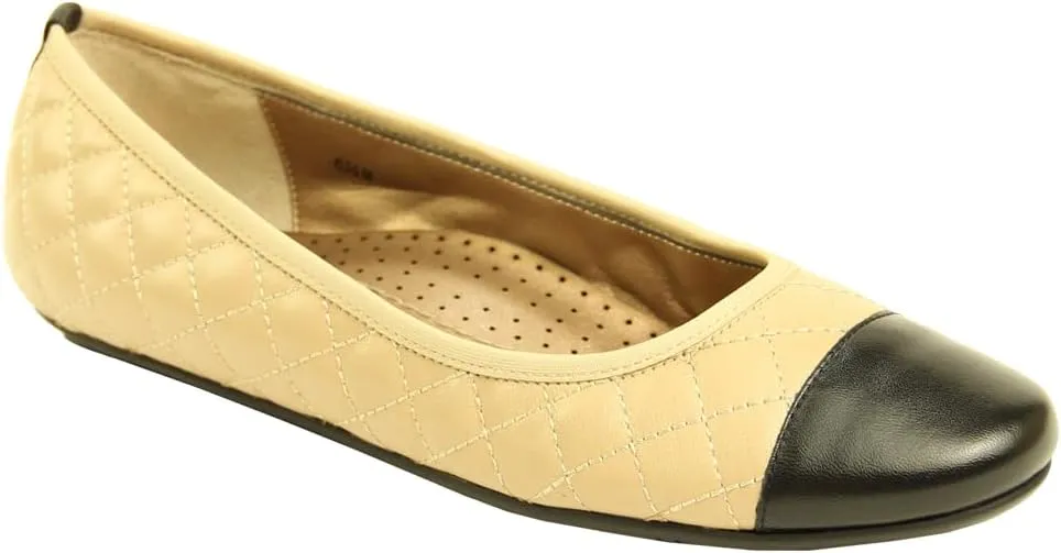 VANELi Womens Serene Quilted Slip On Ballet Flats Casual - Beige