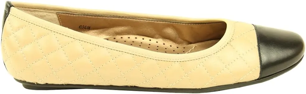 VANELi Womens Serene Quilted Slip On Ballet Flats Casual - Beige