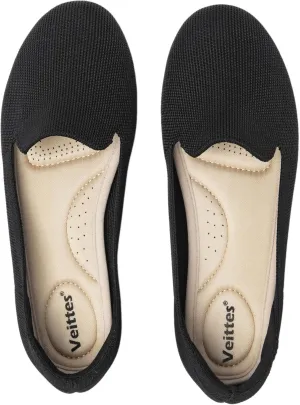 Veittes Women's Wide Width Flats Shoes, Comfort Elegent Soft Ladies Knitted Ballet Shoes.