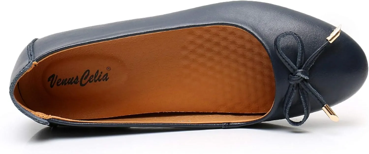 VenusCelia Women's Bowknot Ballet Dance Flat Shoe