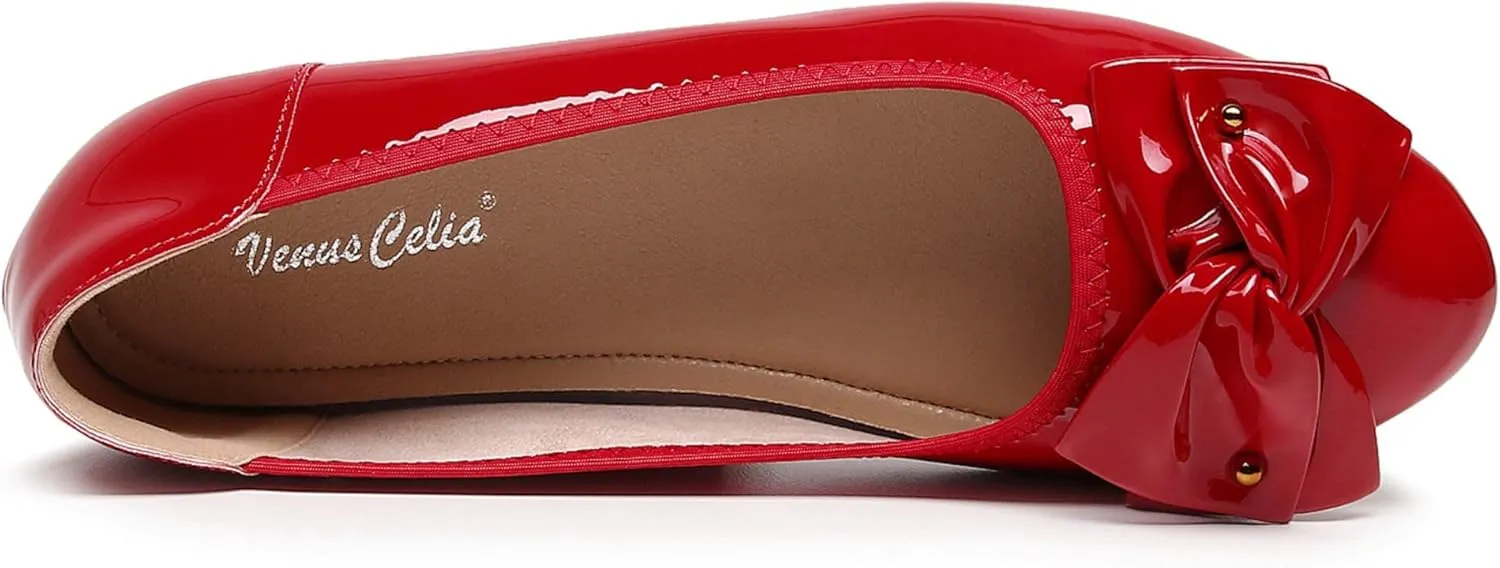 VenusCelia Women's Bows Dance Flats Shoes