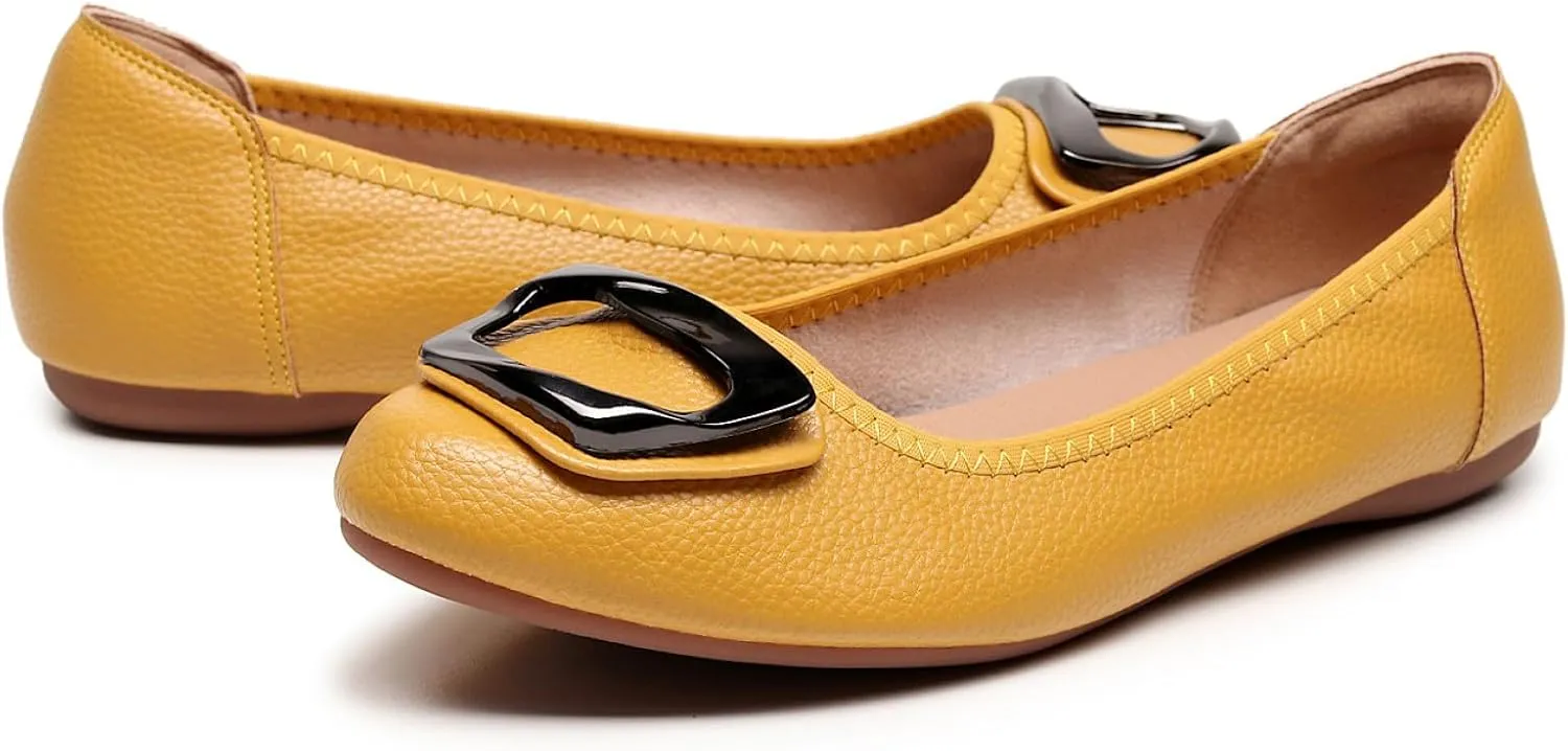 VenusCelia Women's Buckle Dance Flats Shoe