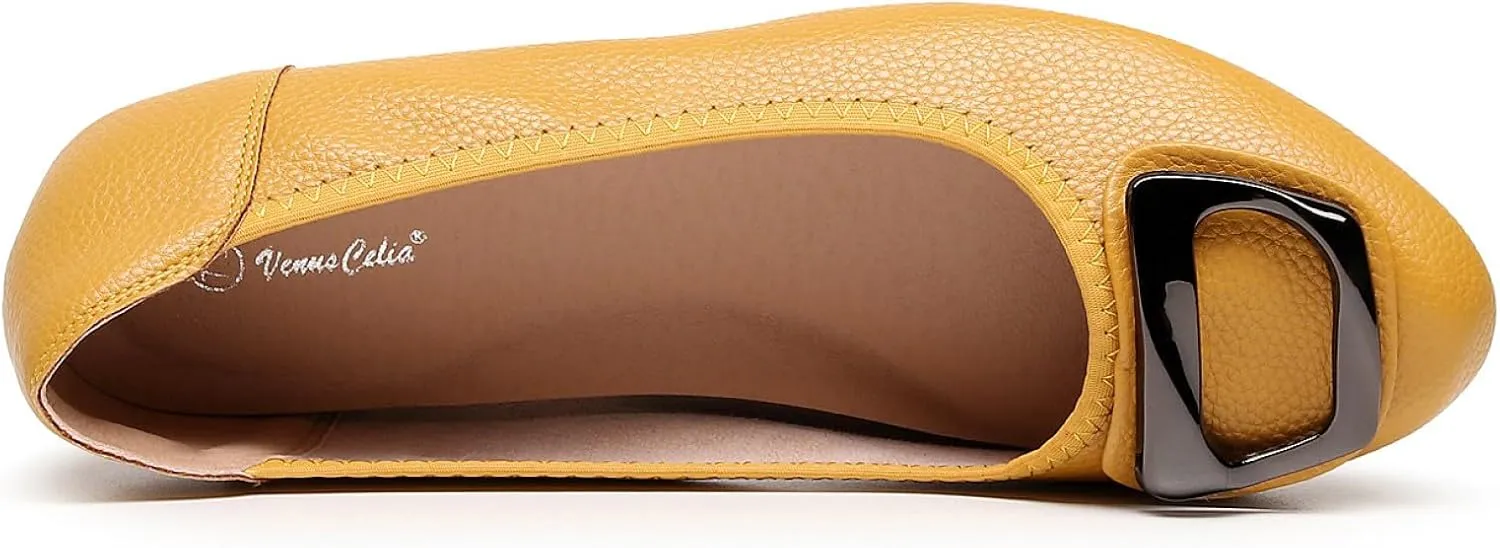 VenusCelia Women's Buckle Dance Flats Shoe